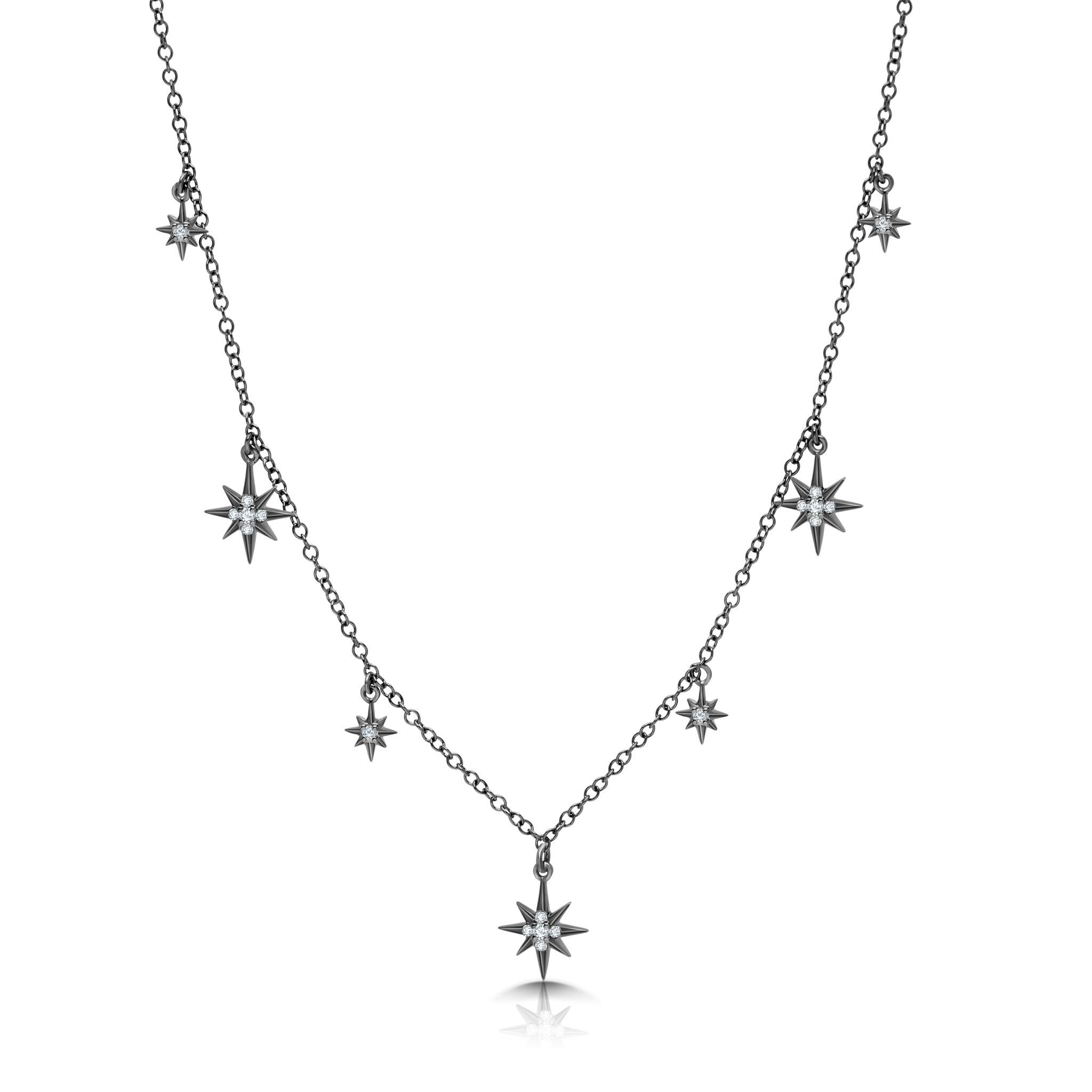 Graziela Gems - Necklace - Diamond Starburst Adjustable Necklace - Black