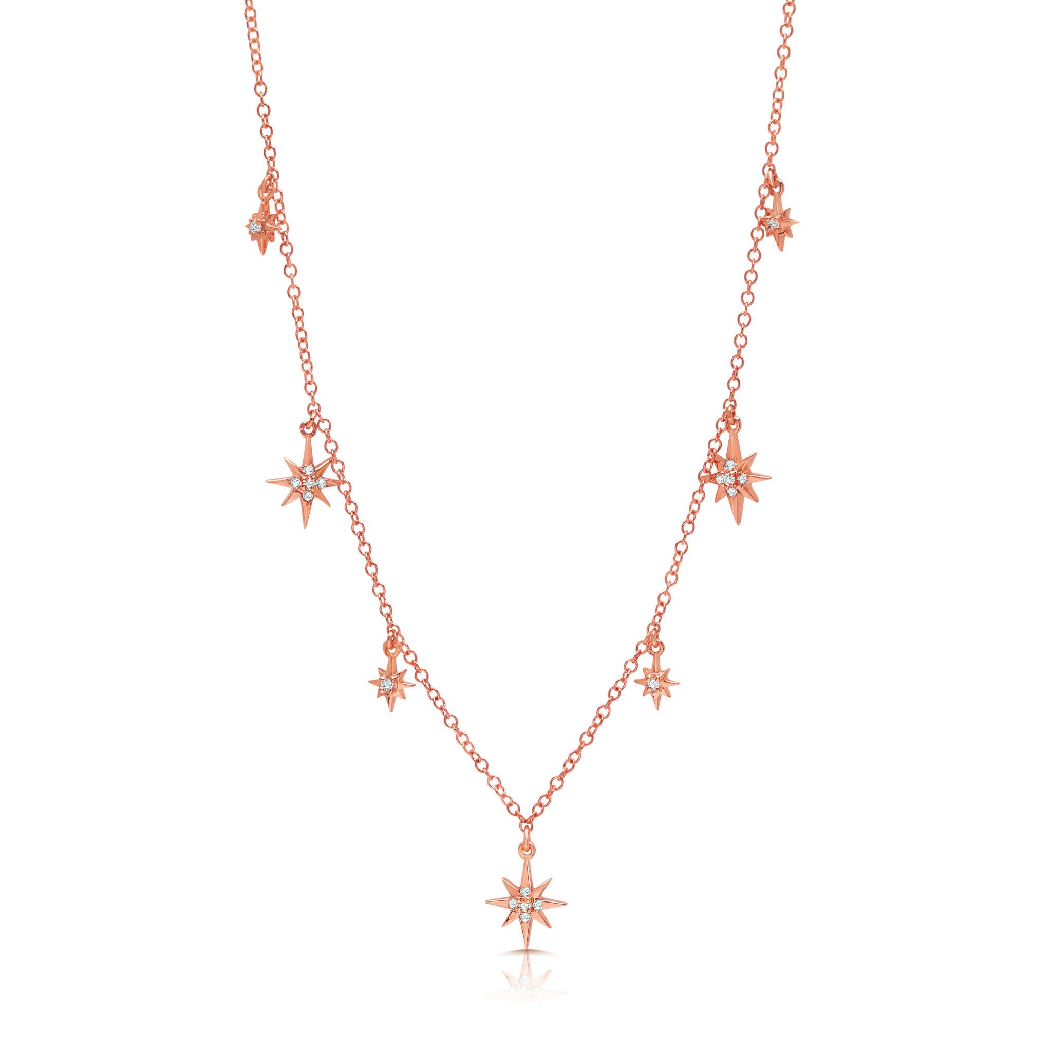 Graziela Gems - Necklace - Diamond Starburst Adjustable Necklace - Rose
