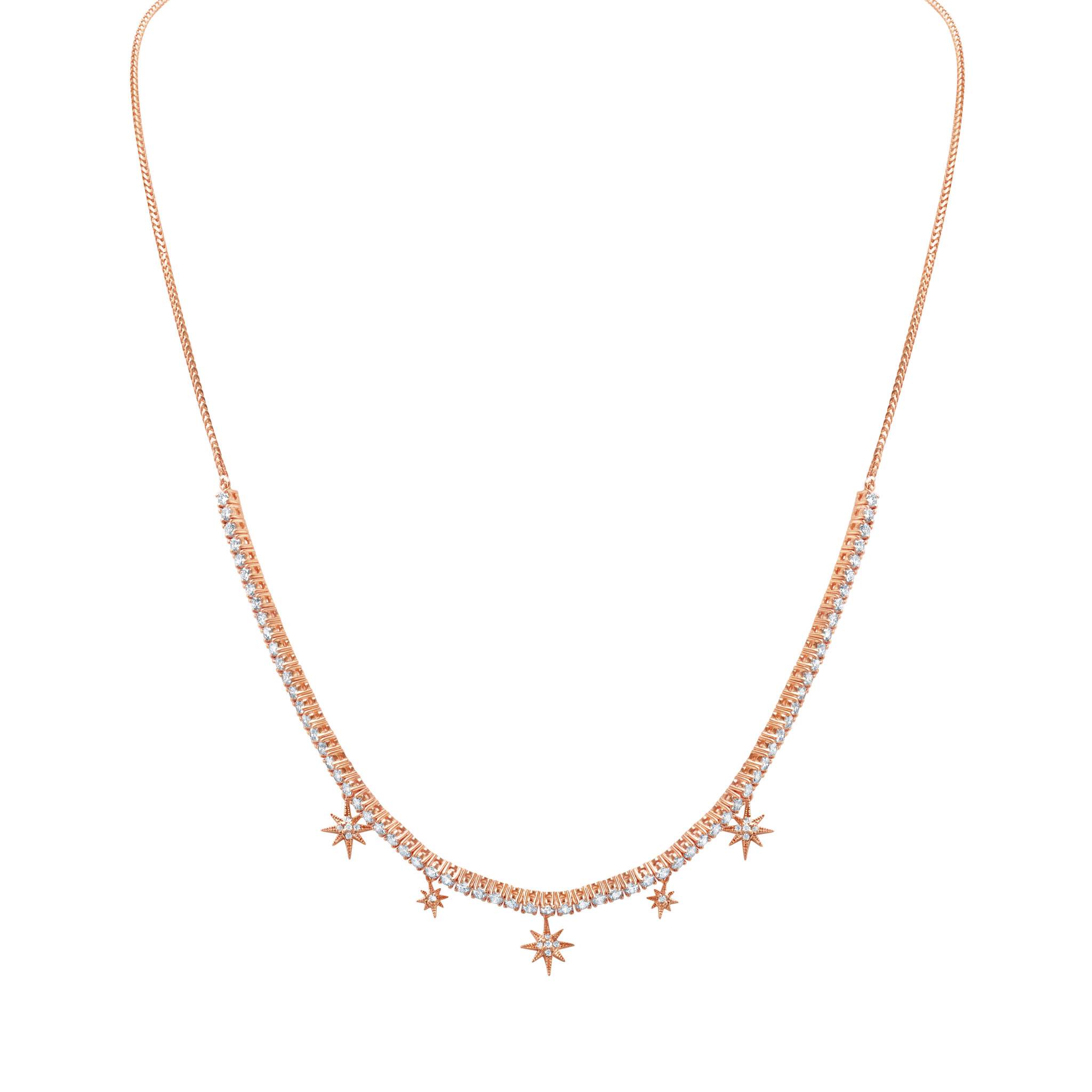 Graziela Gems - Necklace - Diamond Starburst Choker - Rose Gold