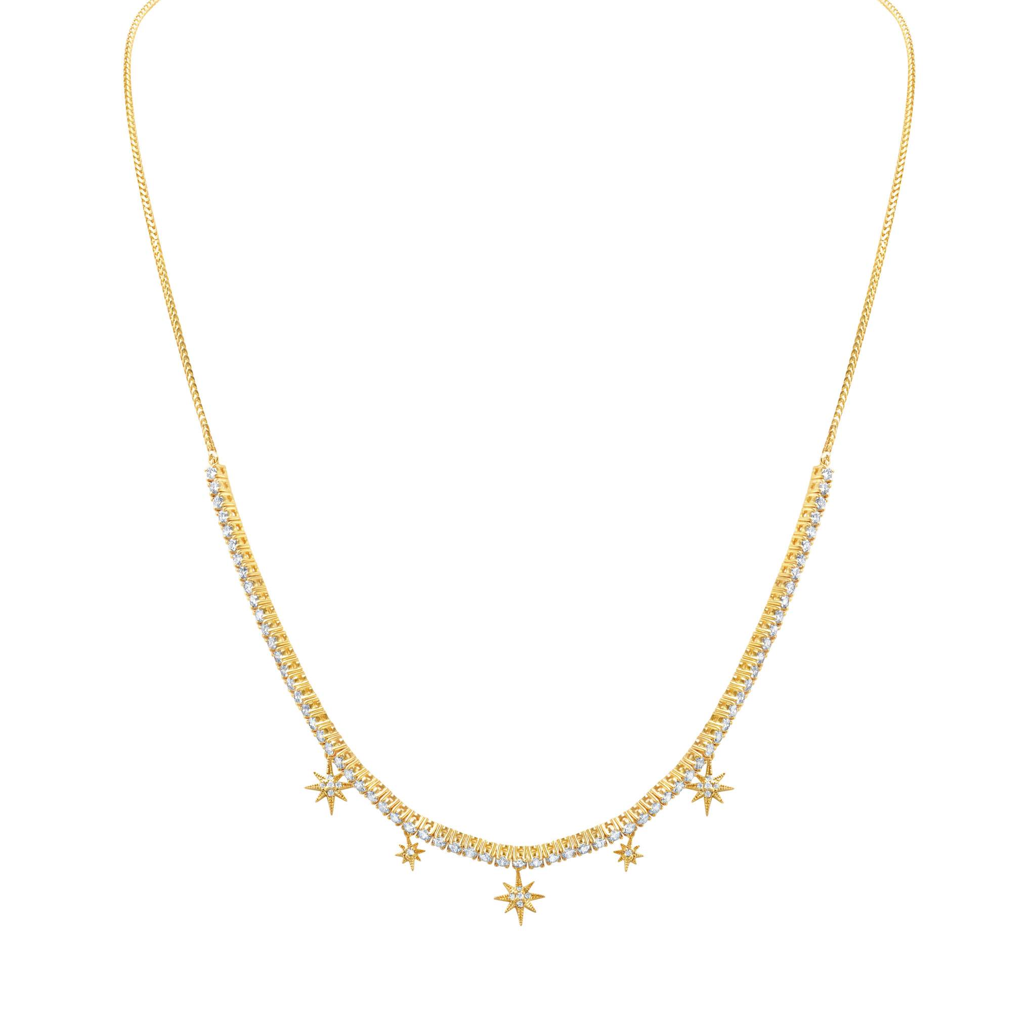 Graziela Gems - Necklace - Diamond Starburst Choker - Yellow Gold