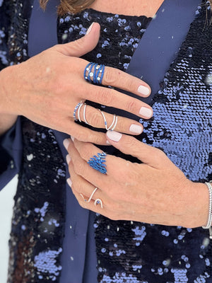 Blue Sapphire & Diamond Rio Cage Ring