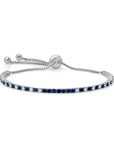 White Diamond & Blue Sapphire Bolo Bracelet