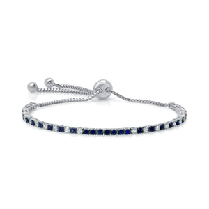 White Diamond & Blue Sapphire Bolo Bracelet