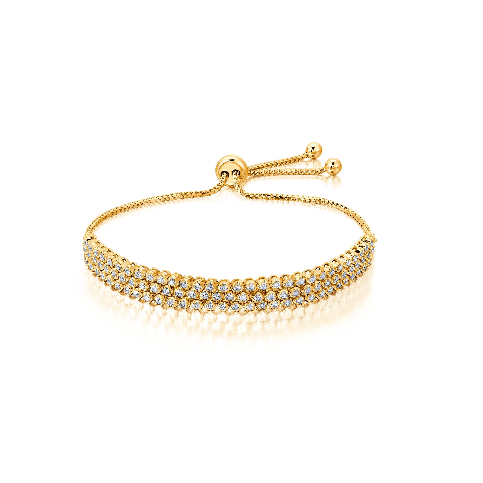 Triple Row Diamond Bolo Bracelet