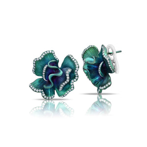 Graziela Gems - Green Titanium Flower Earrings - 