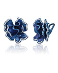 Graziela Gems - Satin Blue Titanium Flower Earrings - 