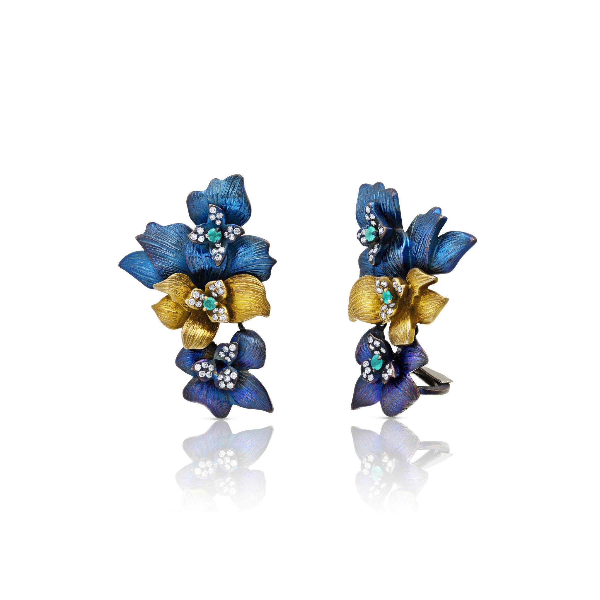 Graziela Gems - Tri Color Titanium & Paraiba Ear Cuffs -