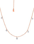 Graziela Gems - Necklace - Tiny Floating Diamond Necklace - Rose Gold