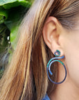 Sapphire & Emerald Blue Titanium Earrings