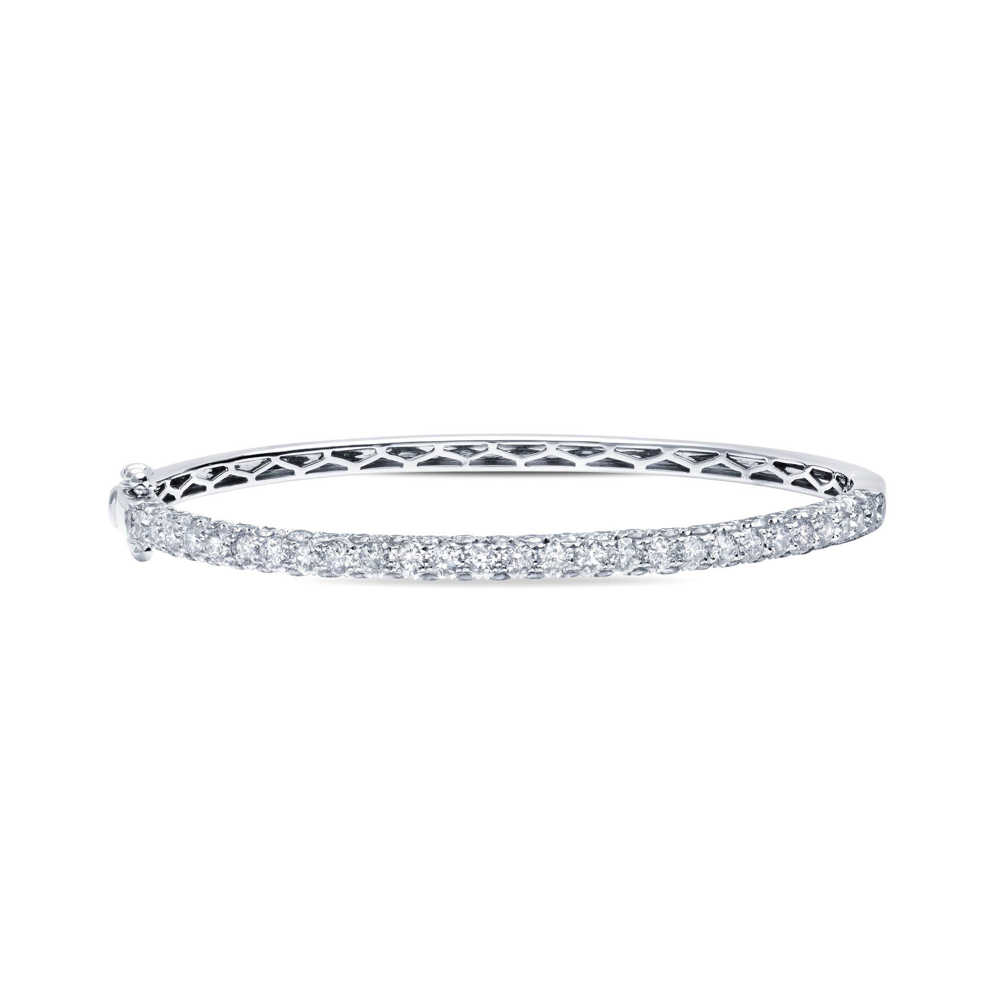 Graziela Gems - 3 Sided Diamond Bangle - White Gold
