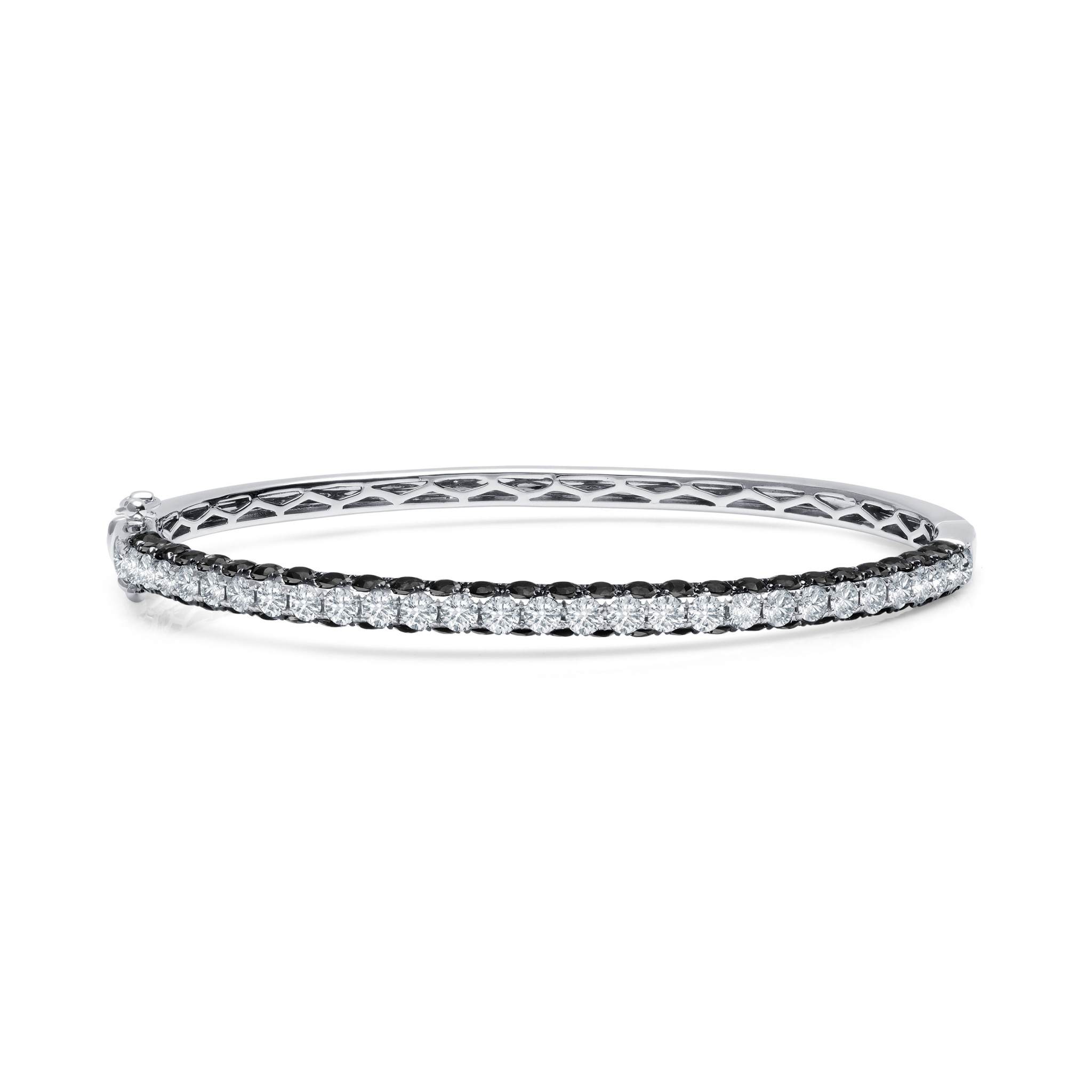 Graziela Gems - 3 Sided Black & White Diamond Bangle - 