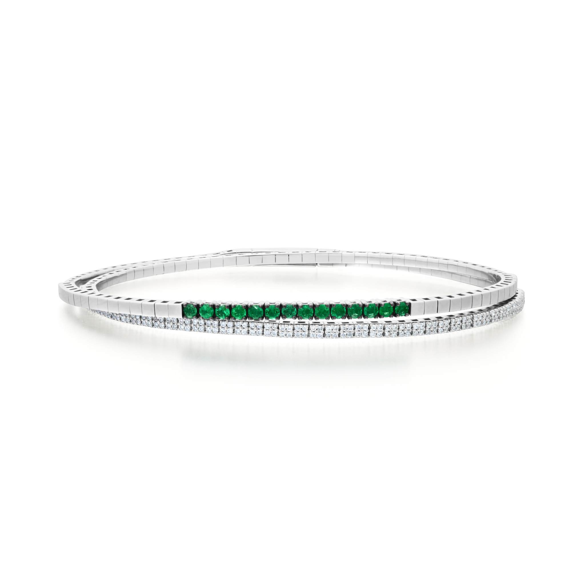 Graziela Gems - Emerald and White Diamond Wrap Bracelet - 