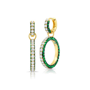 Graziela Gems - Emerald & Diamond 3 Sided Earrings - 