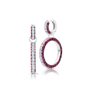 Graziela Gems - Ruby & Diamond 3 Sided Earrings - 