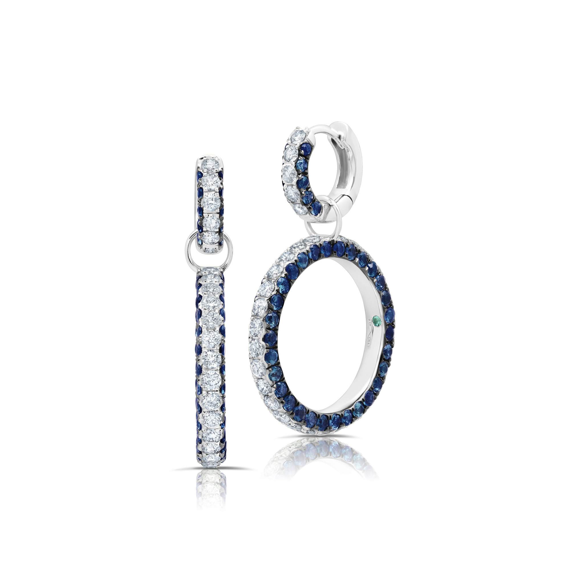 Graziela Gems - Sapphire & Diamond 3 Sided Earrings - 