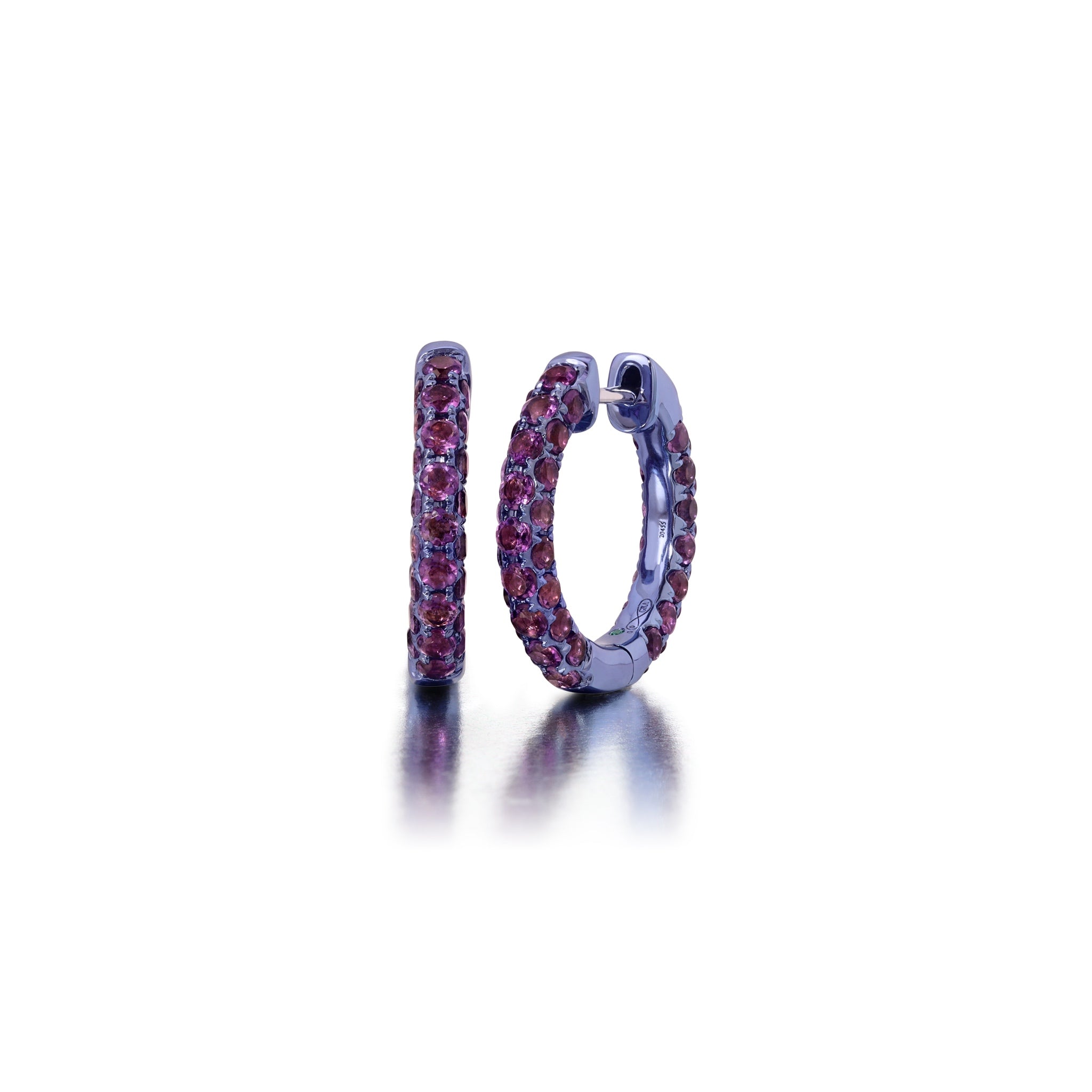 Amethyst & Purple Rhodium 3 Sided Hoops