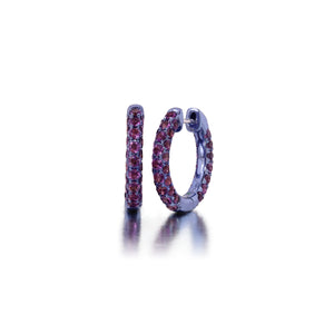 Amethyst & Purple Rhodium 3 Sided Hoops