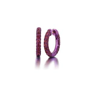 Rhodolite & Magenta Rhodium 3 Sided Hoops
