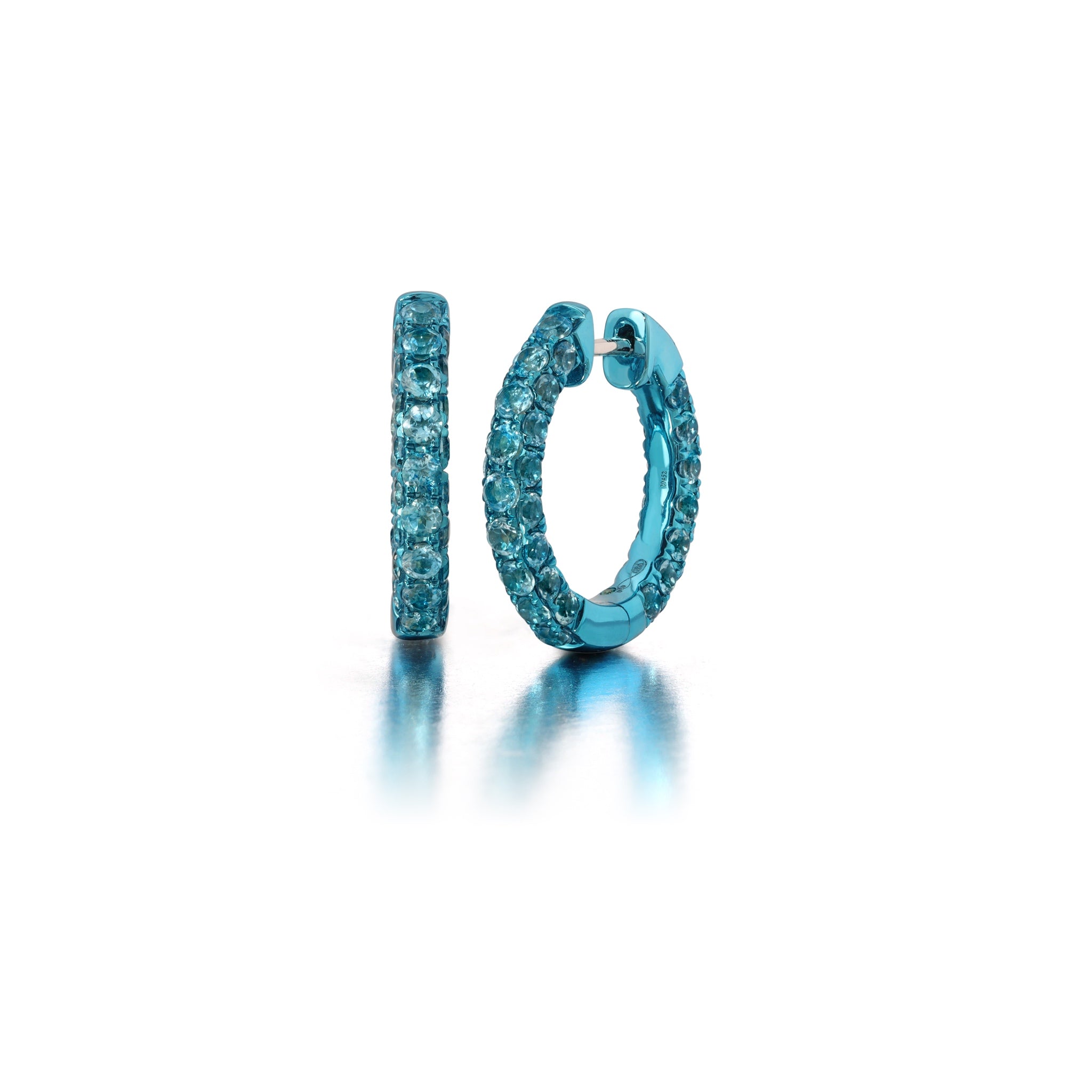 Swiss Blue & Blue Rhodium Sided Hoops
