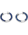 Graziela Gems - Sapphire & Diamond 3 Sided Hoop Earrings - 