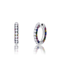 Graziela Gems - Multi Color Sapphire and Diamond 3 Sided Hoop Earrings - White Gold