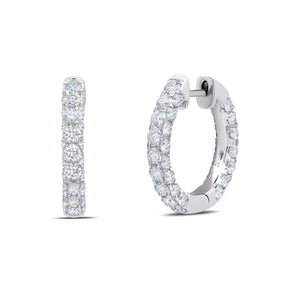 Graziela Gems - Diamond 3 Sided Hoop Earrings - White Gold