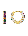 Graziela Gems - Rainbow & Diamond 3 Sided Hoop Earrings - Yellow Gold