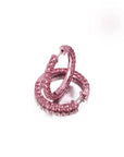 Large Pink Sapphire & Pink Rhodium 3 Sided Hoops