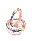 Graziela Gems - Large Rainbow & Diamond 3 Sided Hoop Earrings - Rose Gold