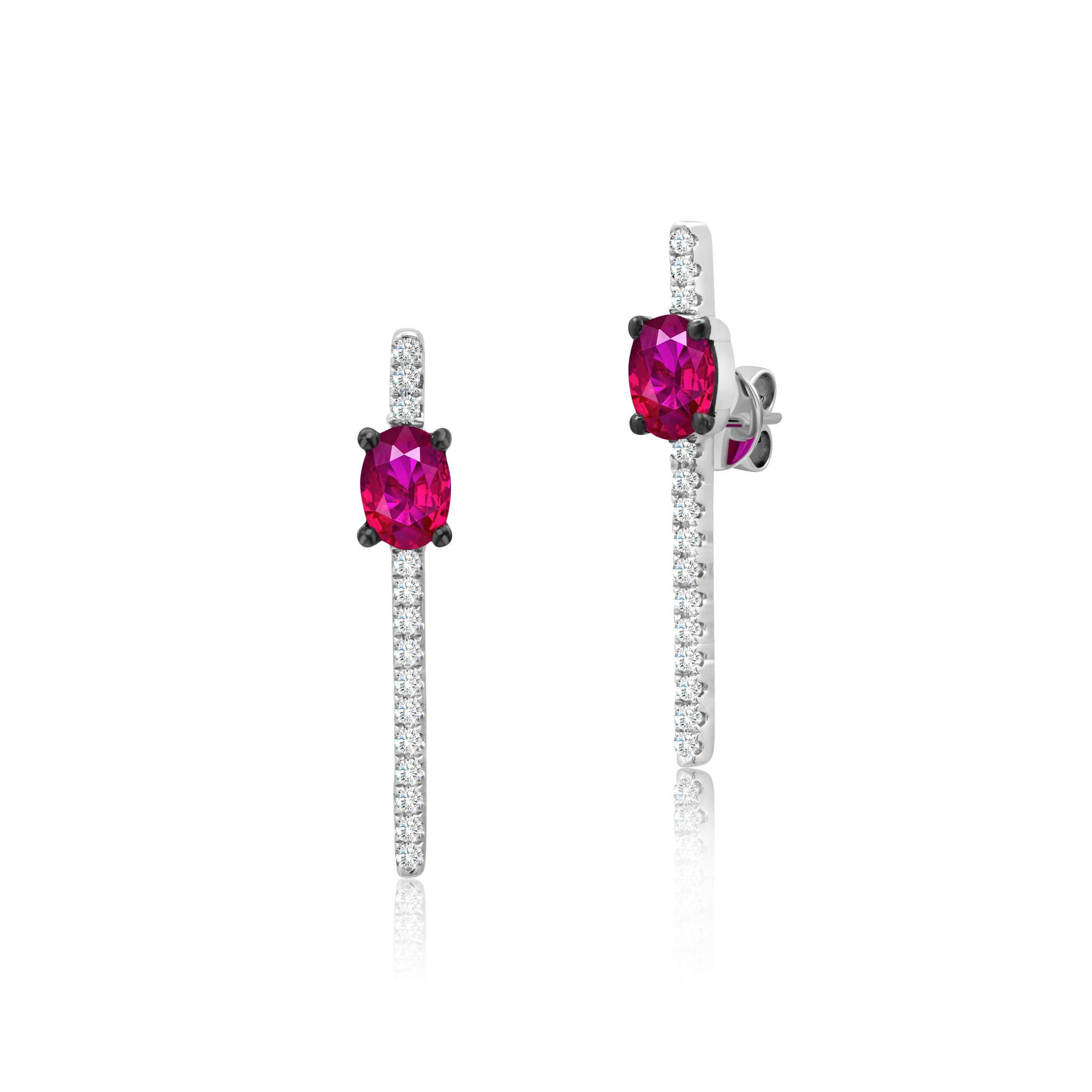 Graziela Gems - Ruby &amp; Diamond Cage Earrings - 