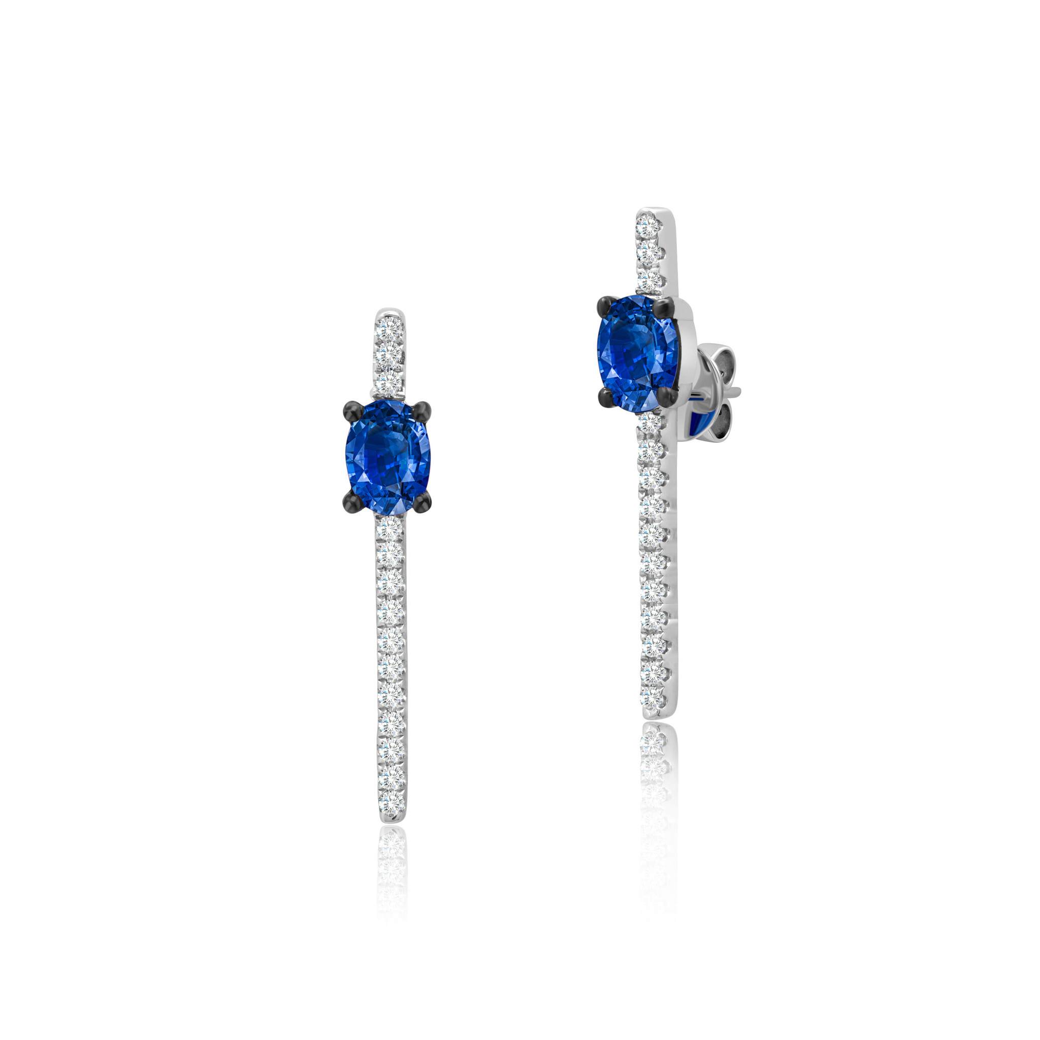 Graziela Gems - Sapphire &amp; Diamond Cage Earrings - 