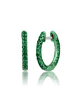 Graziela Gems - Emerald 3 Sided Color Rhodium Huggie Earrings - 