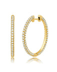 Graziela Gems - 1" 2ct Diamond 3 Sided Hoop Earrings - Yellow Gold