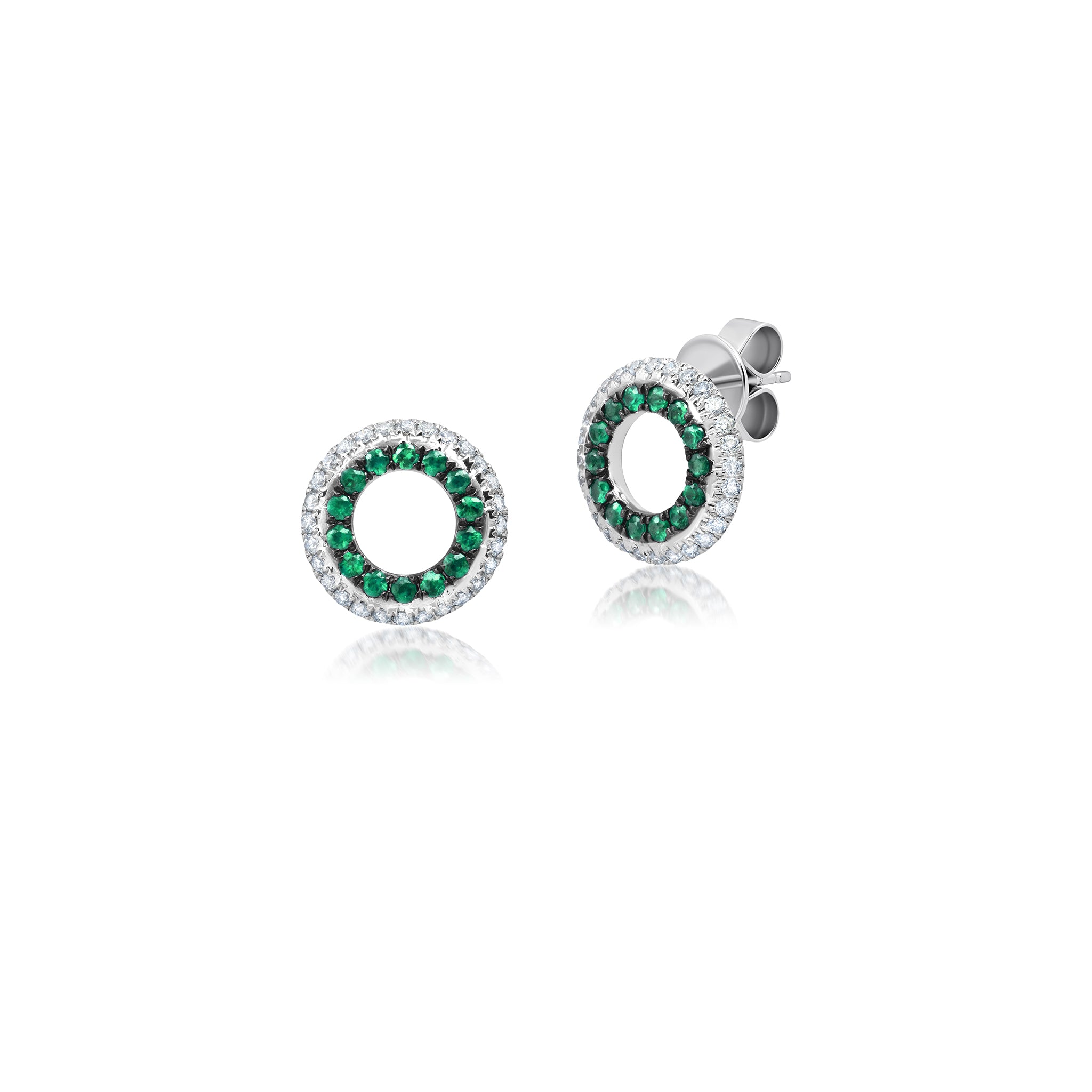 Mini Emerald & Diamond 3 Sided Studs