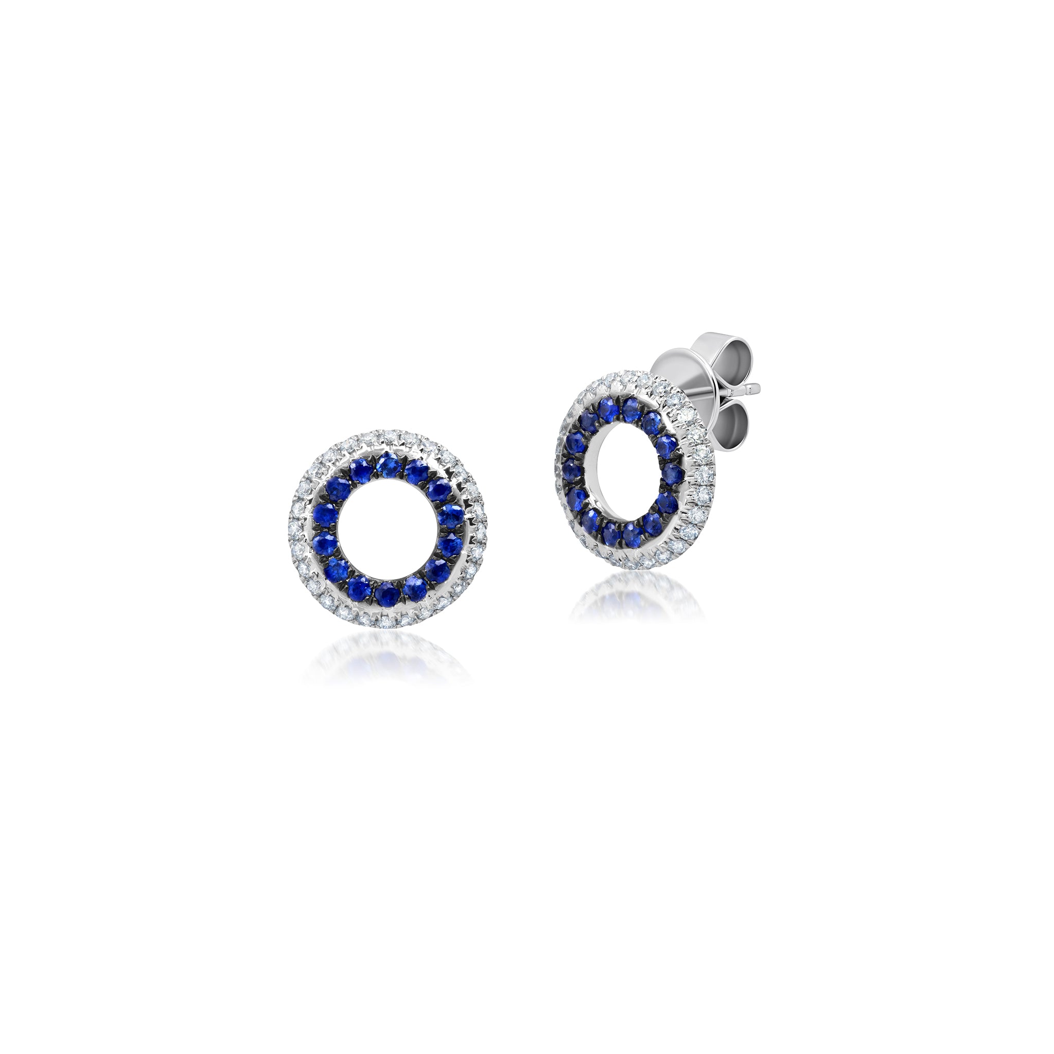 Mini Blue Sapphire & Diamond 3 Sided Studs