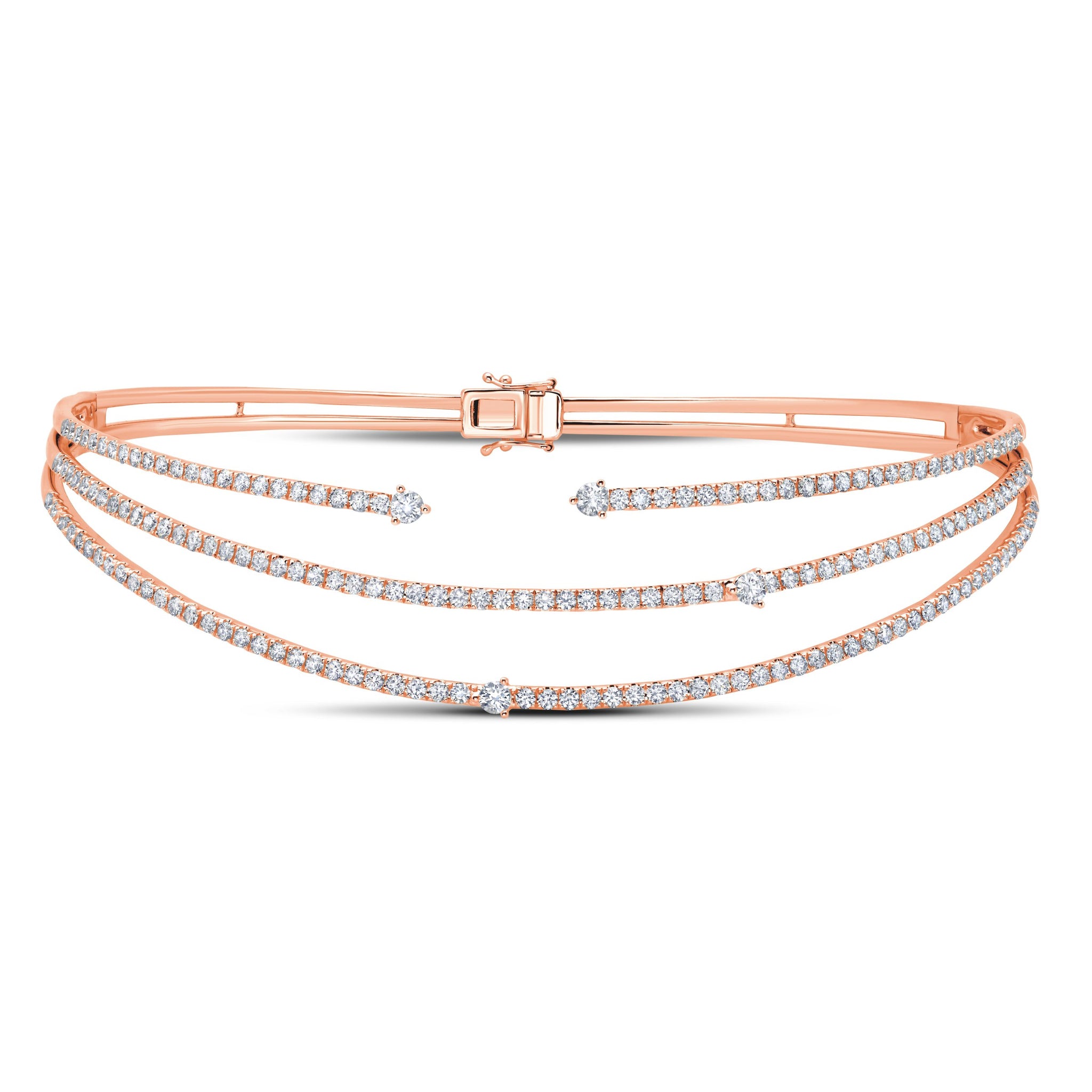 Graziela Gems - Necklace - Triple Diamond Cage Choker - 