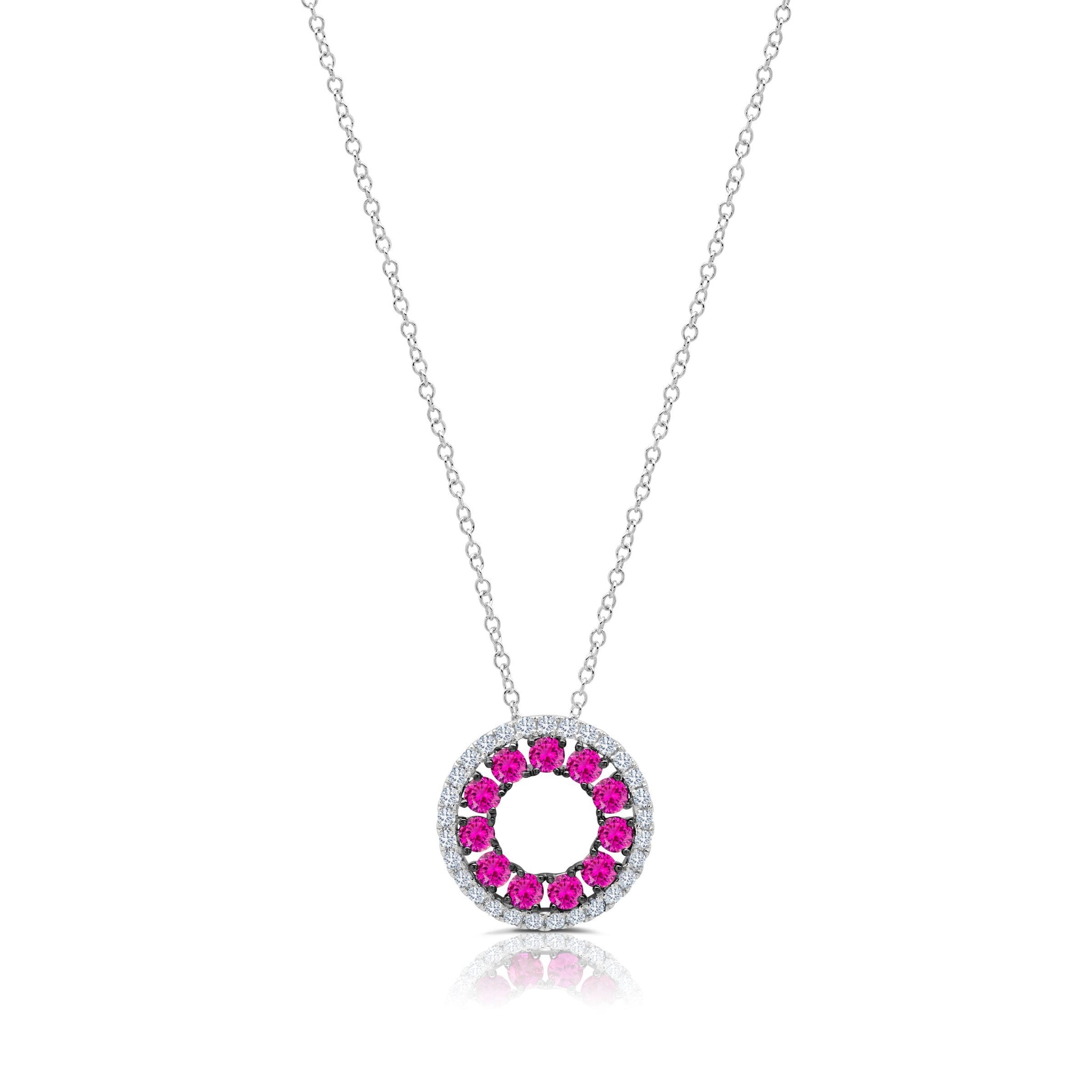 Graziela Gems - Necklace - Ruby 3 Sided Circle Necklace - 