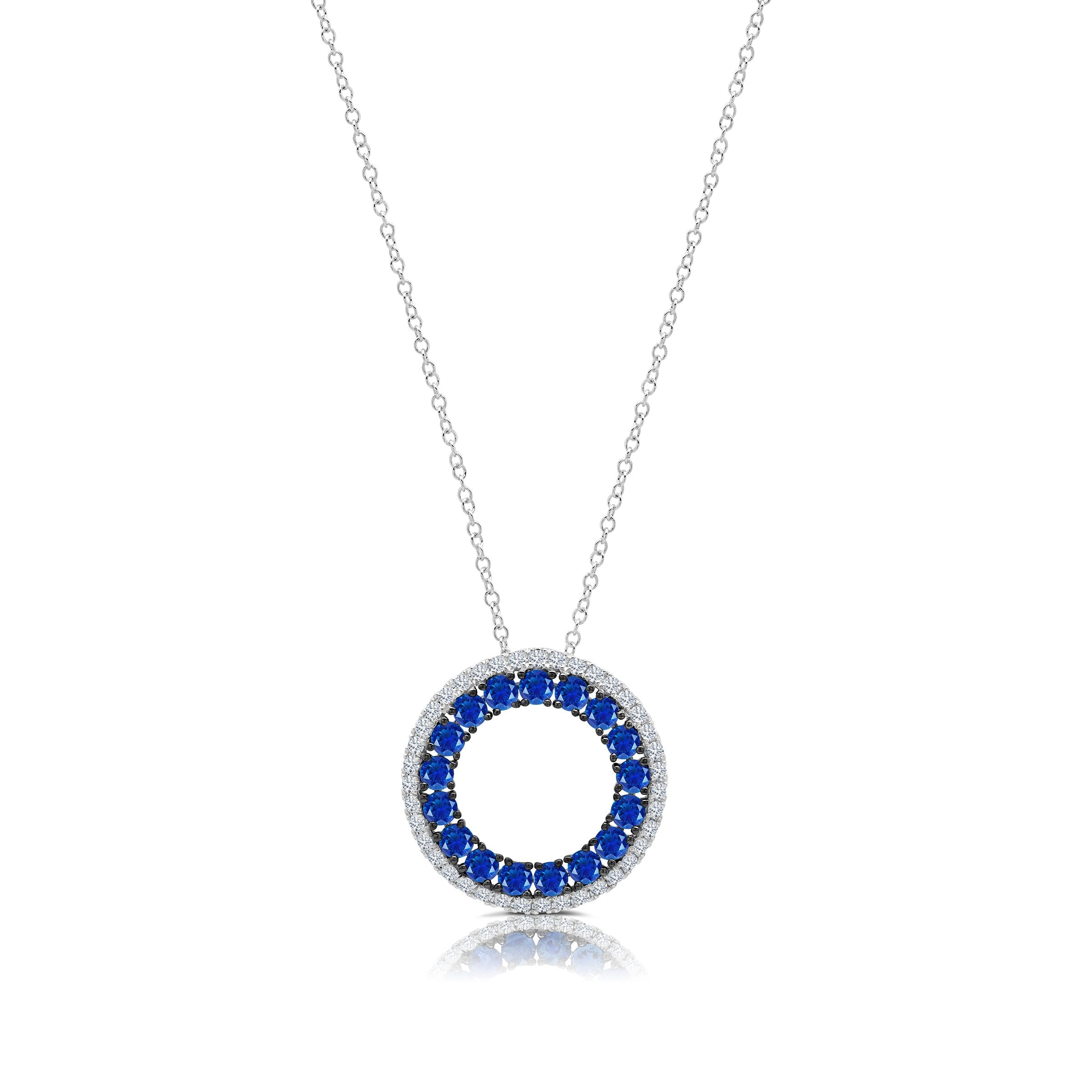 Graziela Gems - Necklace - Sapphire 3 Sided Circle Necklace - 