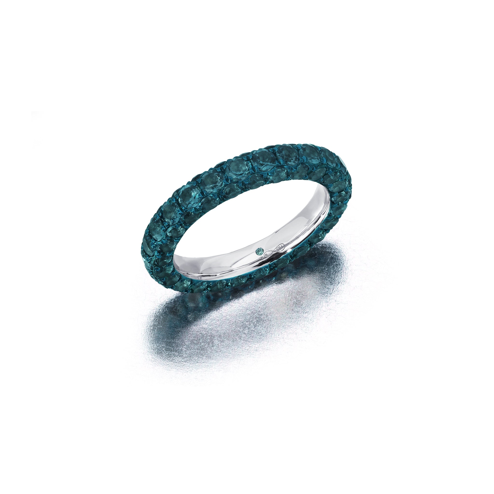 London Blue &amp; Blue Rhodium 3 Sided Ring