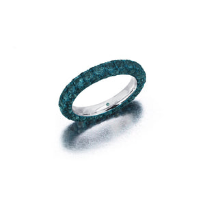 London Blue & Blue Rhodium 3 Sided Ring