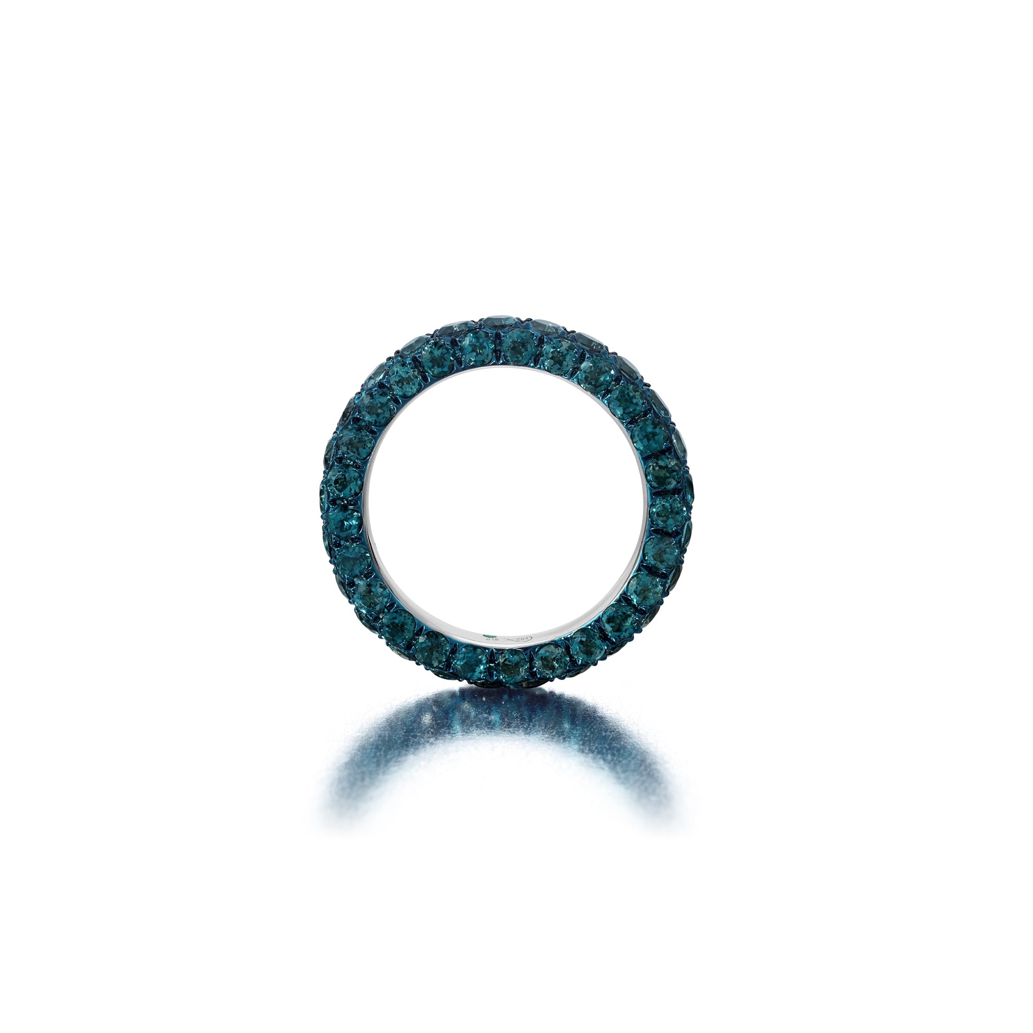 London Blue & Blue Rhodium 3 Sided Ring