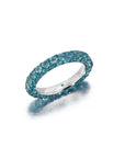 Swiss Blue & Blue Rhodium 3 Sided Ring