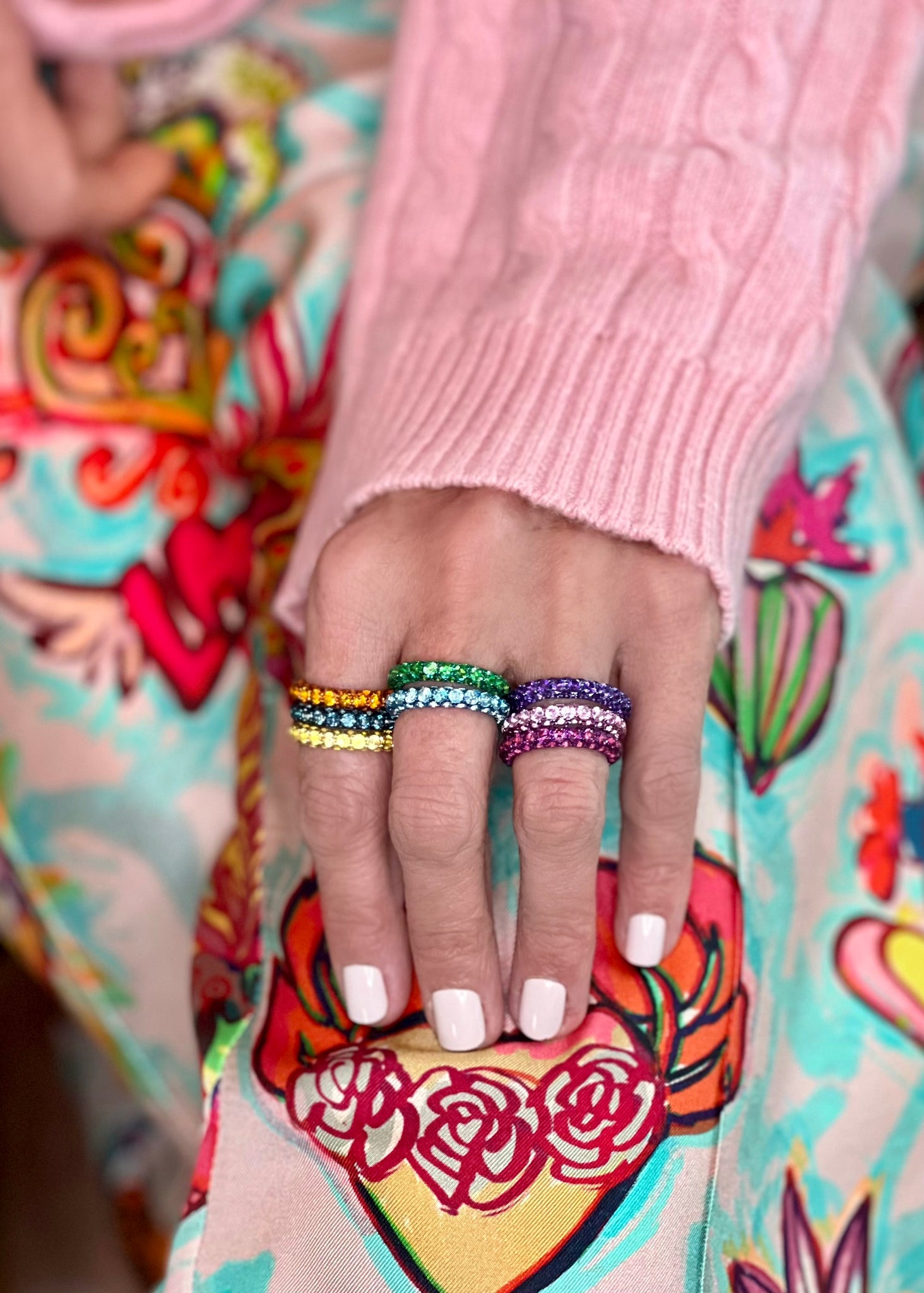 Rhodolite & Magenta Rhodium 3 Sided Ring