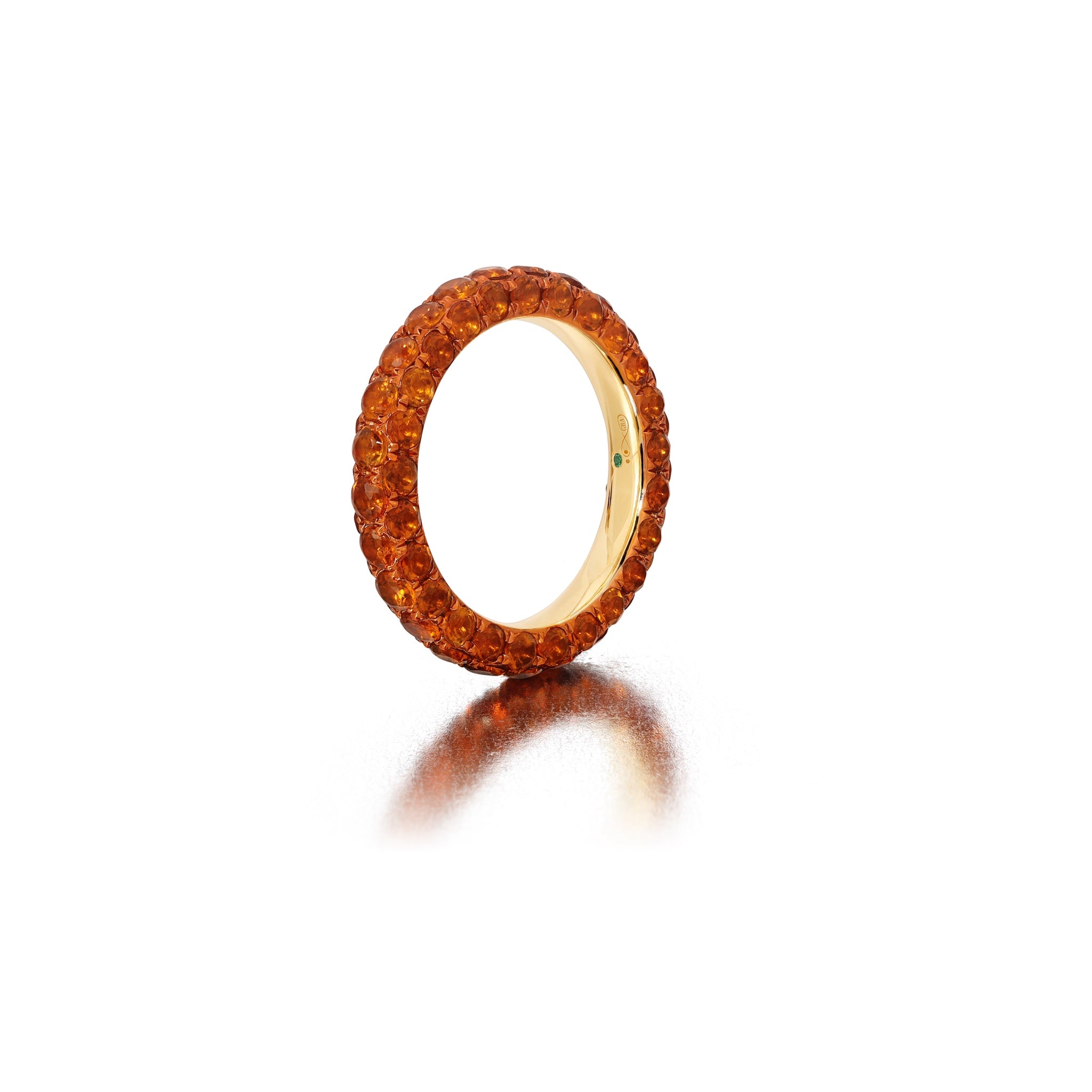 Citrine & Orange Rhodium 3 Sided Ring