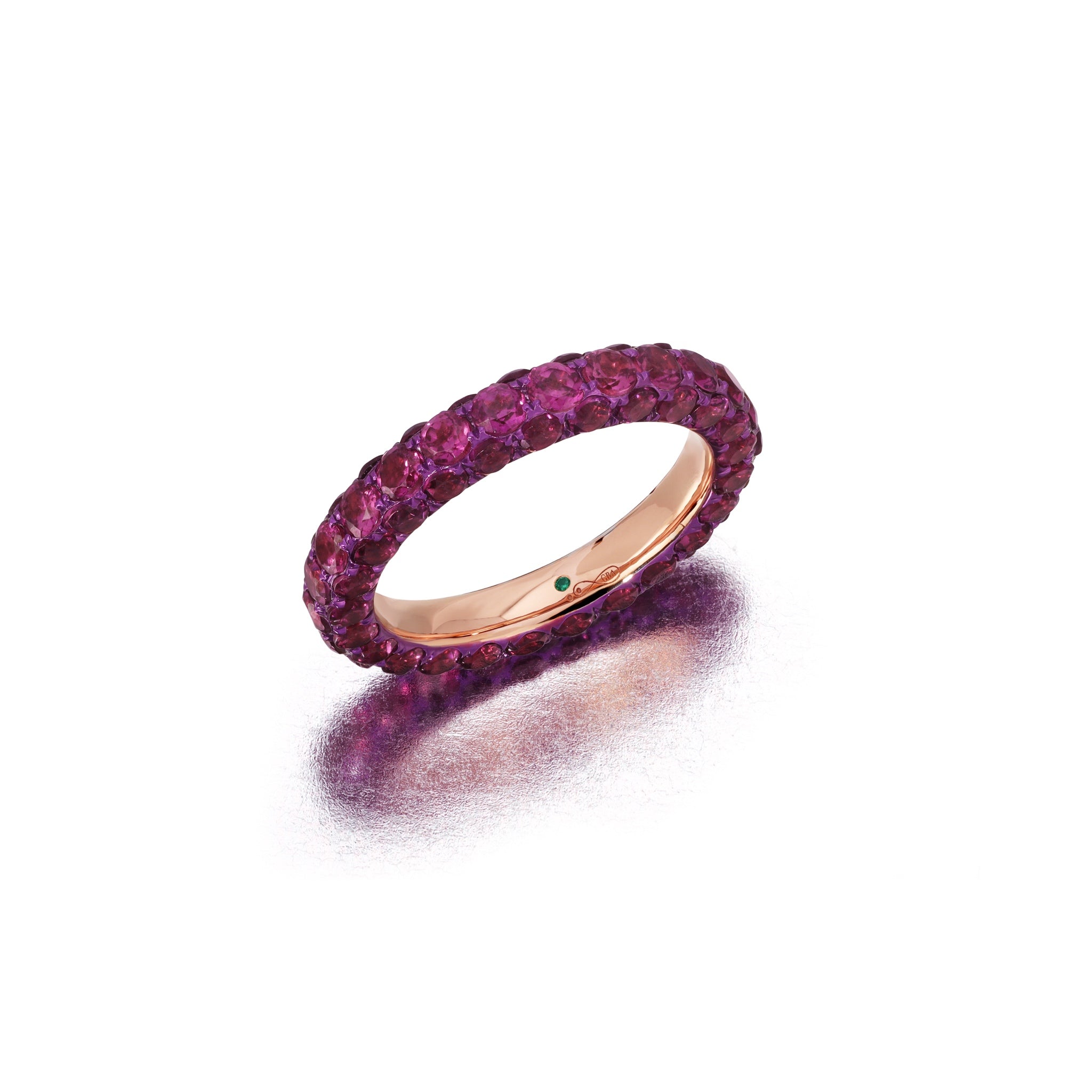 Rhodolite & Magenta Rhodium 3 Sided Ring