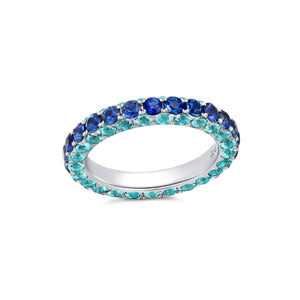 Blue Sapphire & Sky Blue Topaz 3 Sided Band Ring
