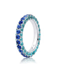 Blue Sapphire & Sky Blue Topaz 3 Sided Band Ring