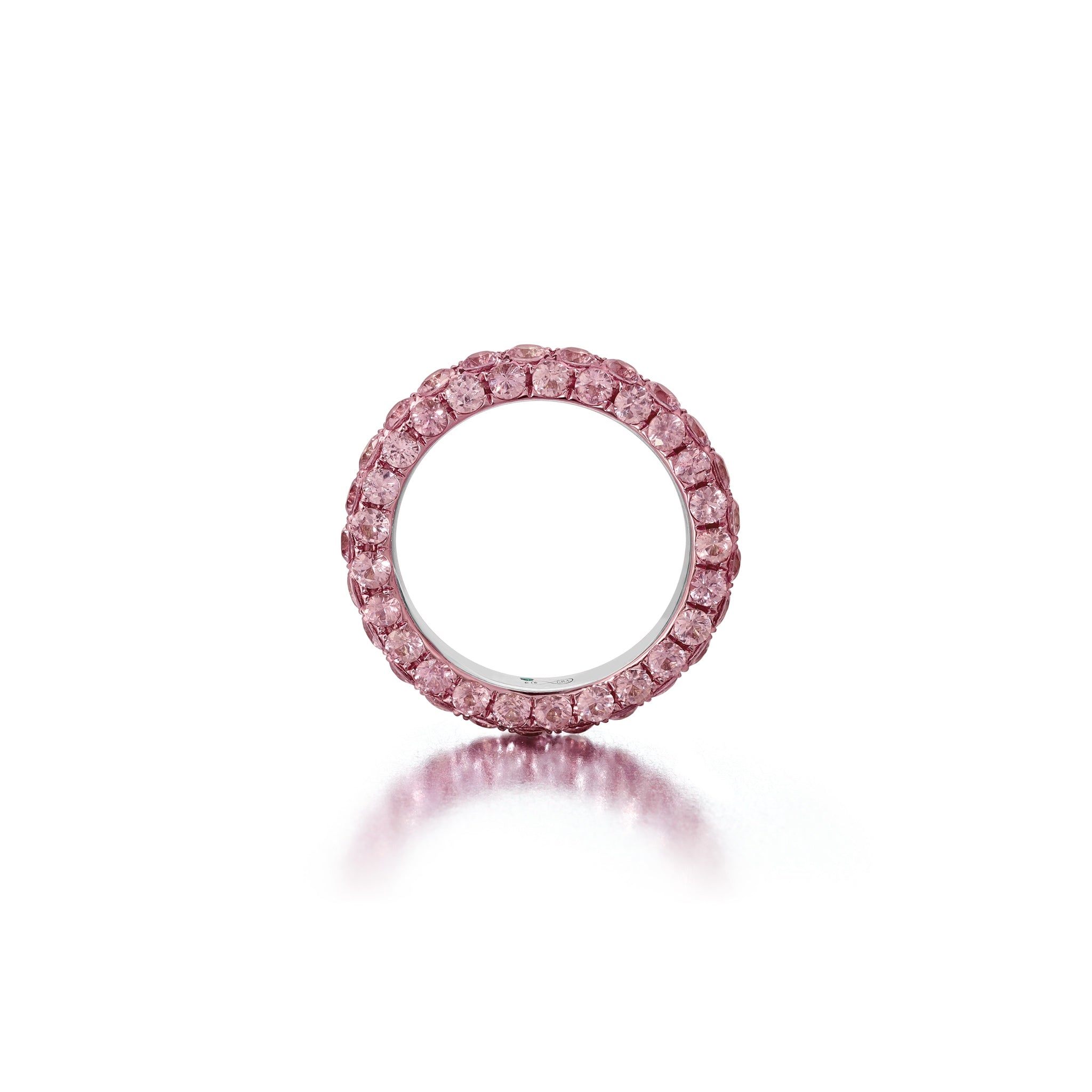 Pink Sapphire &amp; Pink Rhodium 3 Sided Ring
