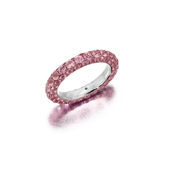 3 Sided Ring - One-Of-A-Kind Dark Pink Sapphire and Fuchsia Rhodium