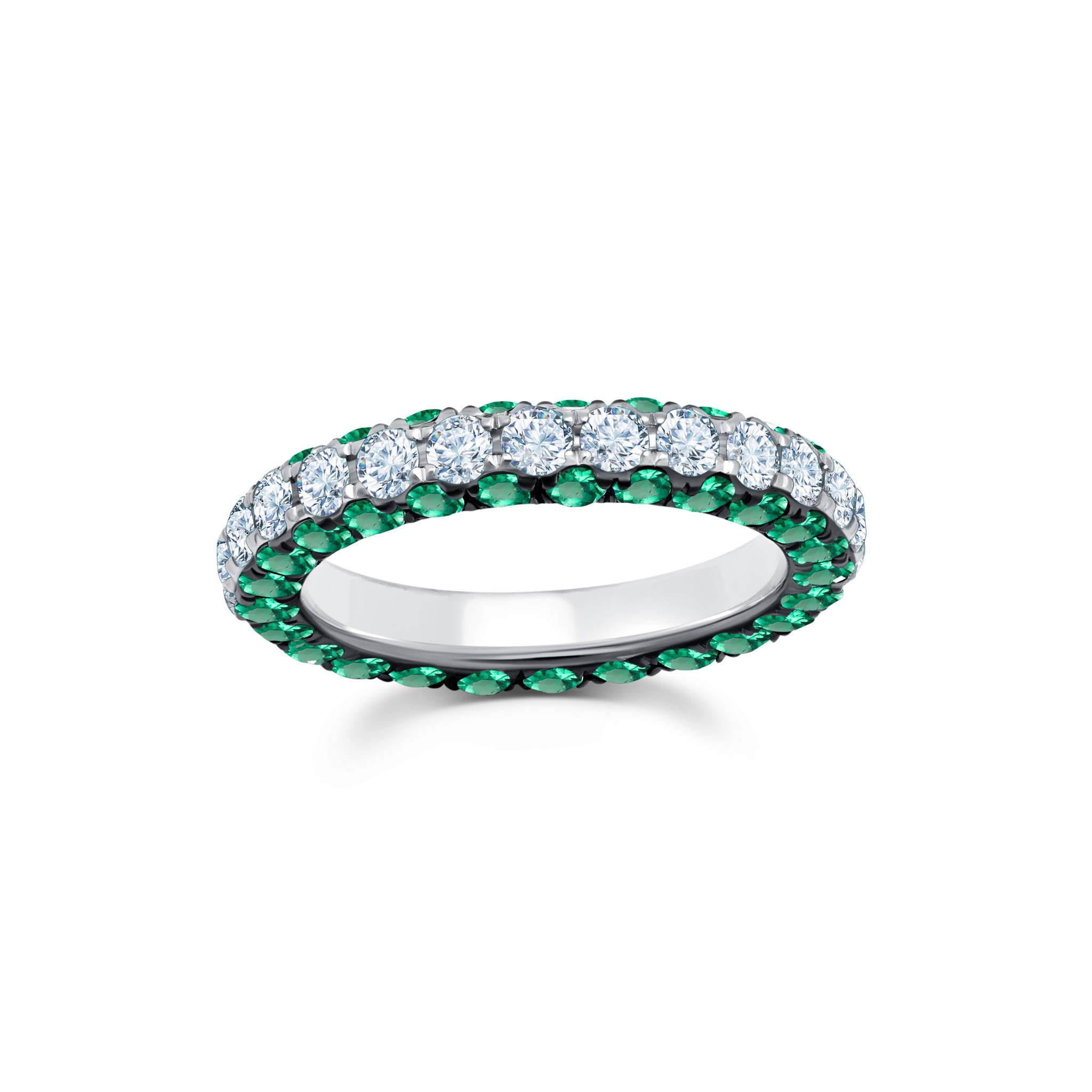 Emerald &amp; Diamond 3 Sided Band Ring